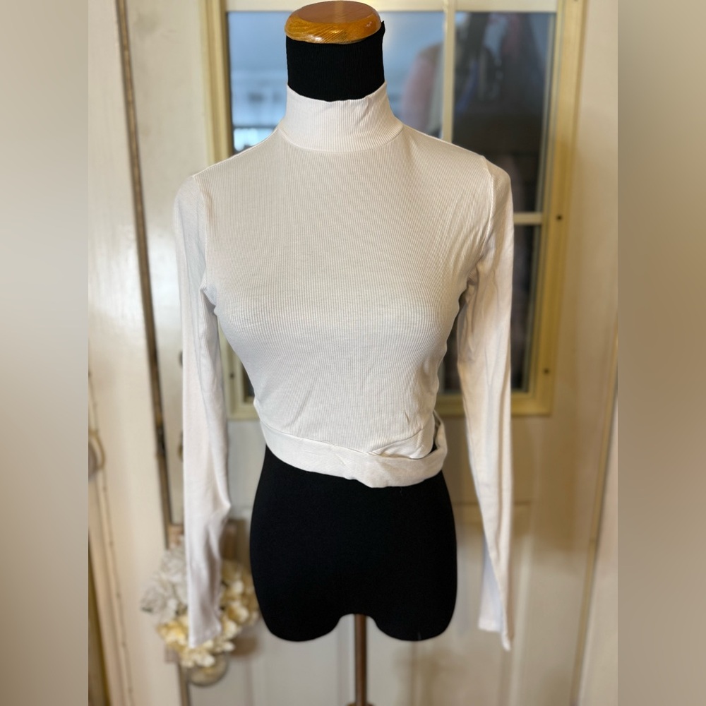 Fashion Nova White Long Sleeve Turtleneck Top